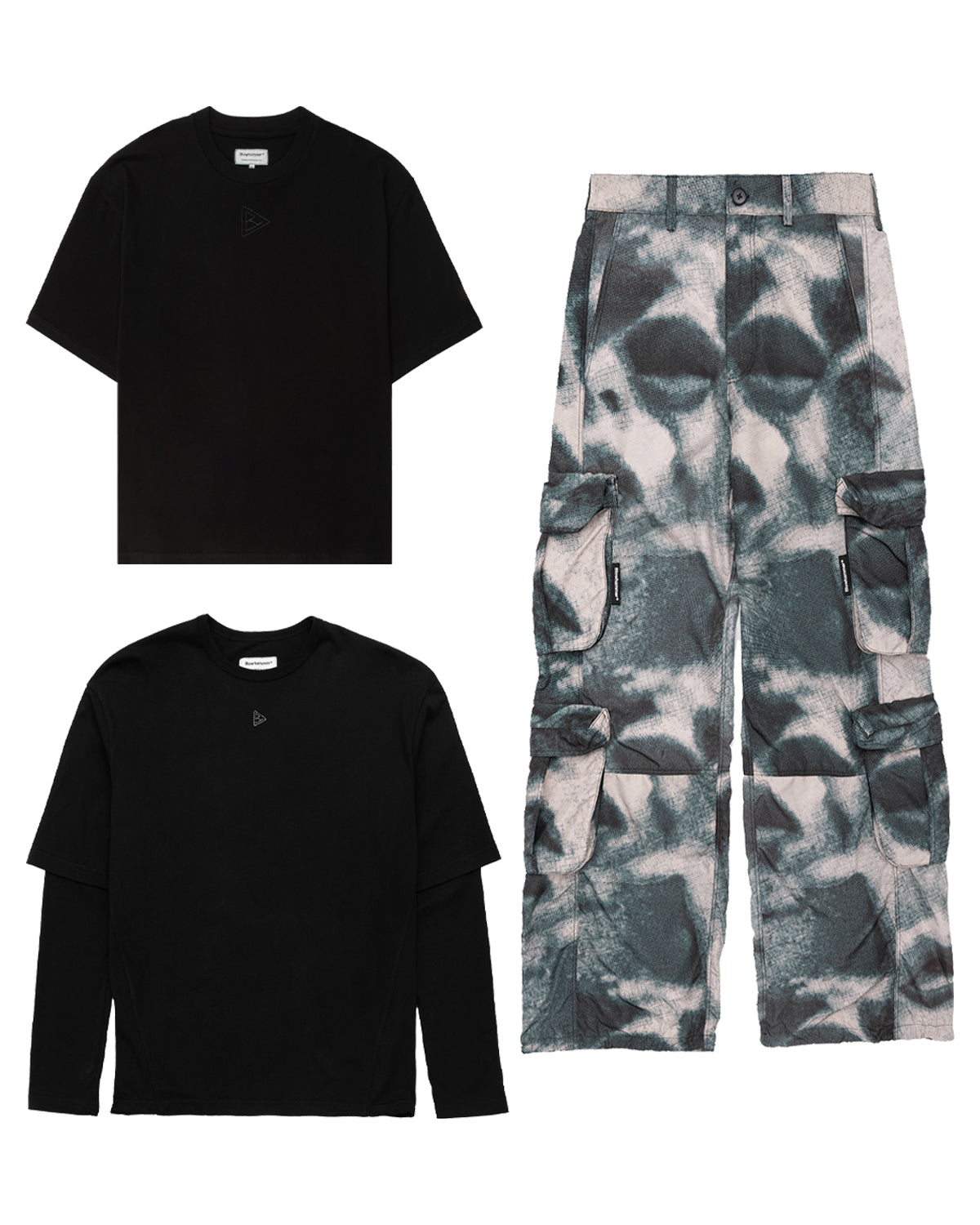 Schwarzes Minimal 2 x T-Shirt + Cargo