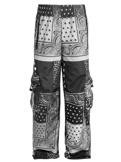 Zwart-witte cargobroek Romanticbandana, vooraanzicht