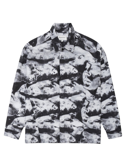 قميص أسود وأبيض بأكمام طويلة Black Camo، منظر أمامي