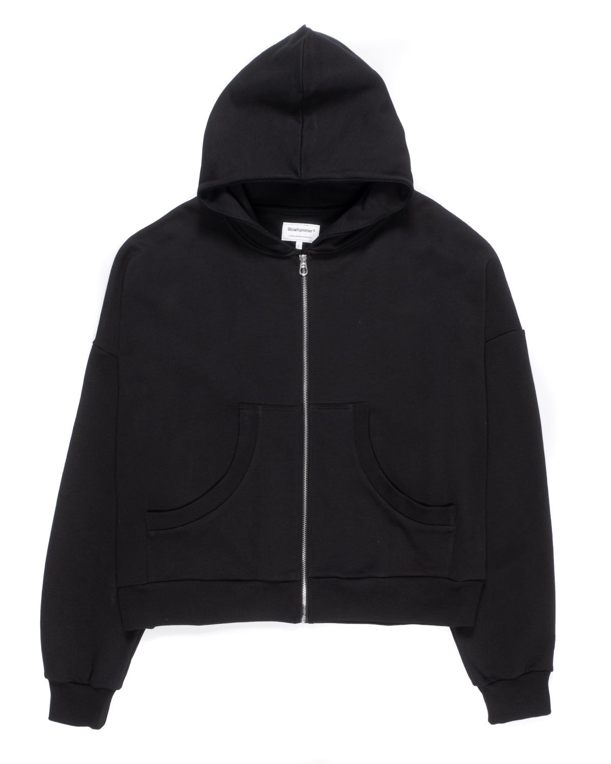 Minimal Black Felpa Cappuccio Zip
