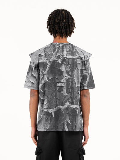Γκρι T-shirt Bloodrose Dark, σε μοντέλο, πίσω όψη