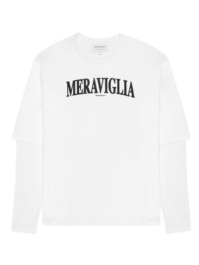 Bílé tričko s dlouhým rukávem Meraviglia White, pohled zepředu