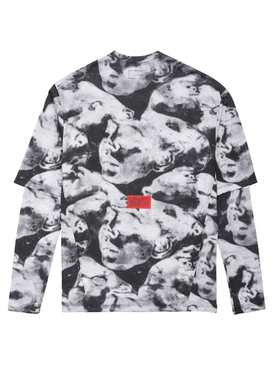 Μαύρη και λευκή μακρυμάνικη μπλούζα Camo Black, πίσω όψη