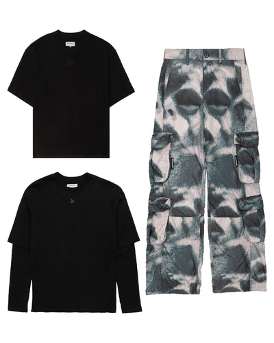 Schwarzes Minimal 2 x T-Shirt + Cargo