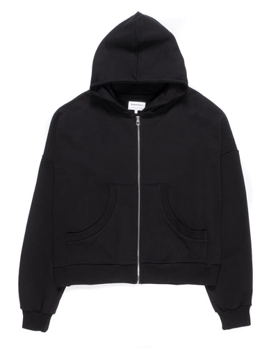 Minimal Black Felpa Cappuccio Zip