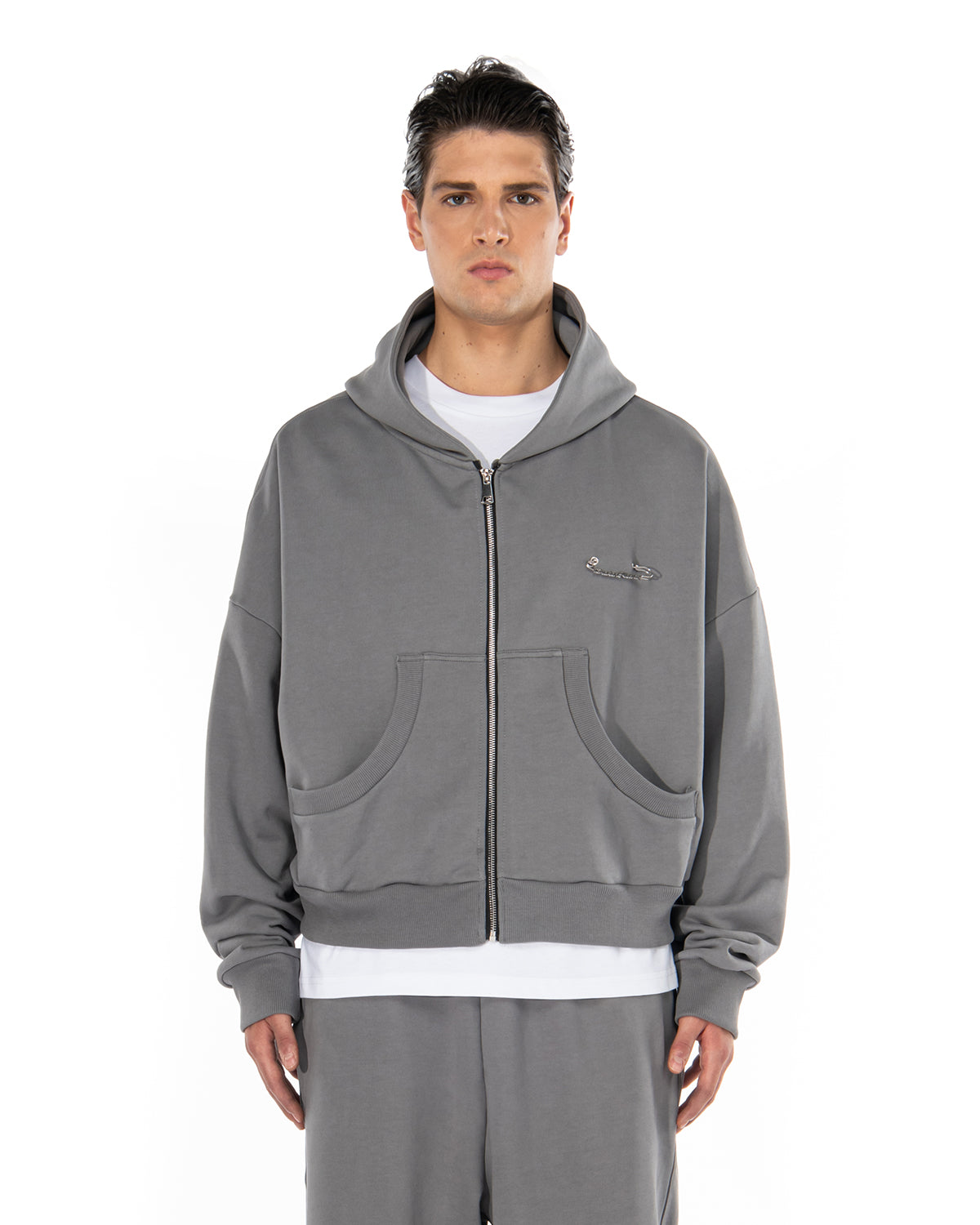 BROKENHEART Black Zip Hoodie | Blowhammer, color_grey