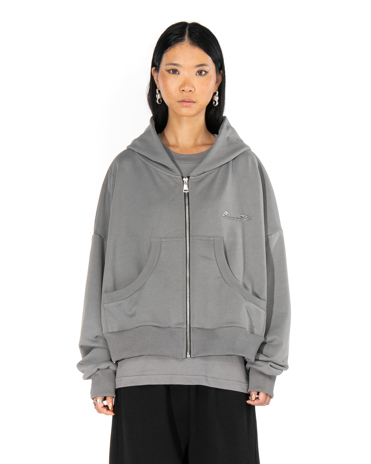 BROKENHEART Grey Zip Hoodie | Blowhammer, color_grey