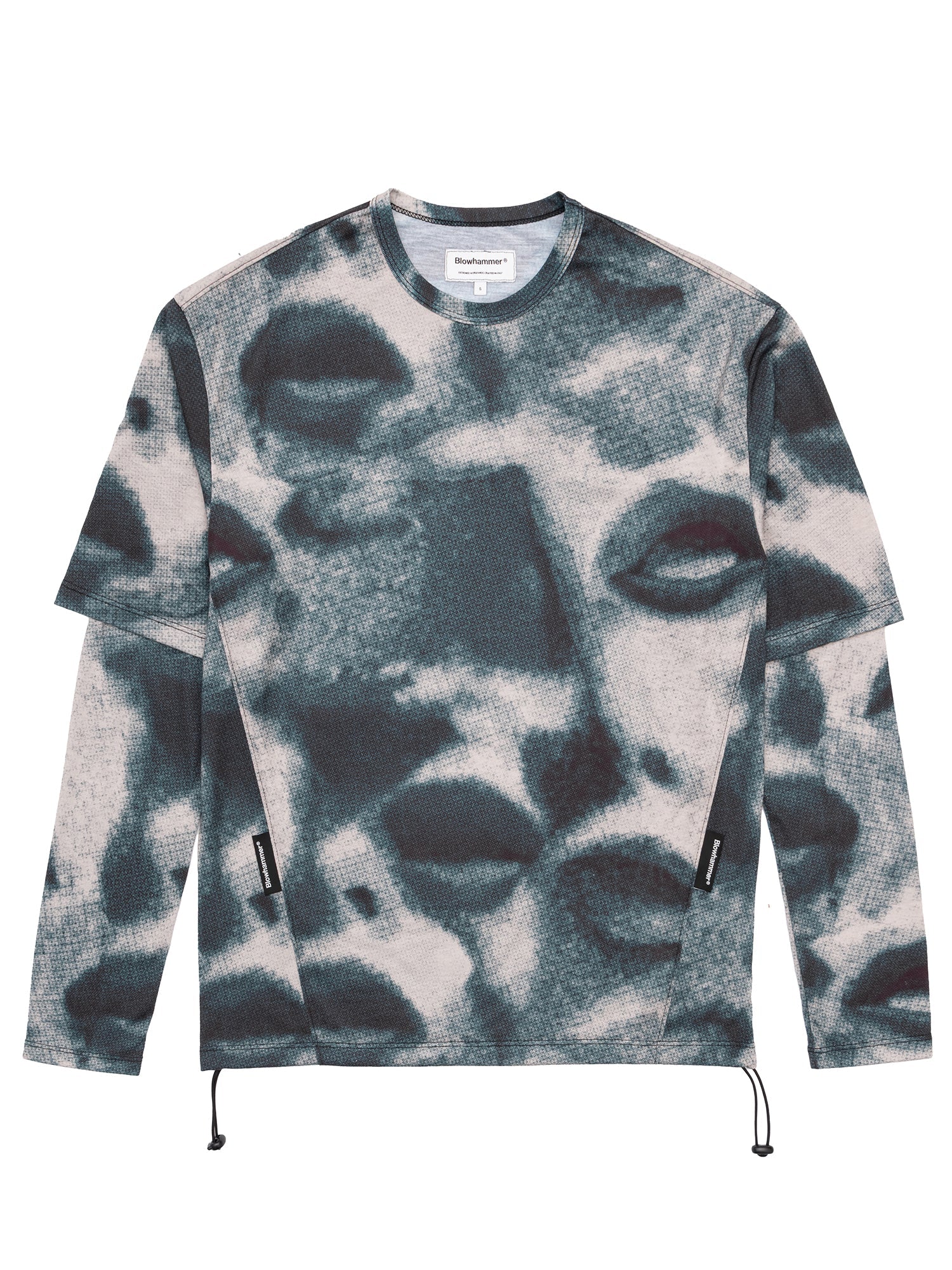 Petrolgroen-roze longsleeve Militant Maw, vooraanzicht