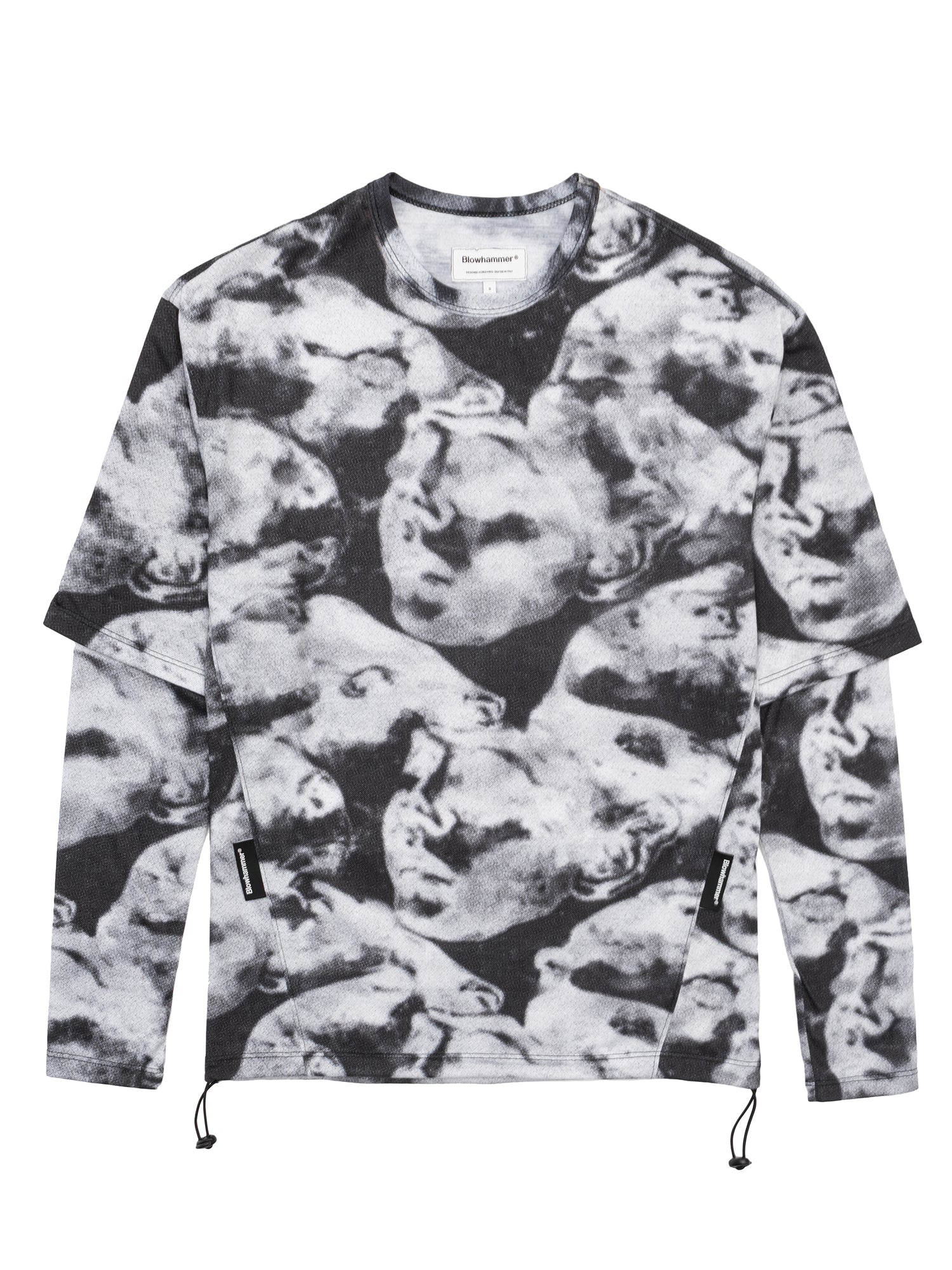 Μαύρη και λευκή μακρυμάνικη μπλούζα Camo Black, μπροστινή όψη