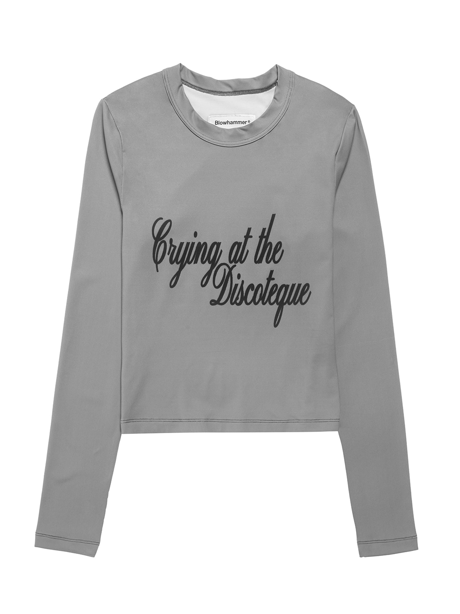 Grijze longsleeve Crying@Disco, vooraanzicht